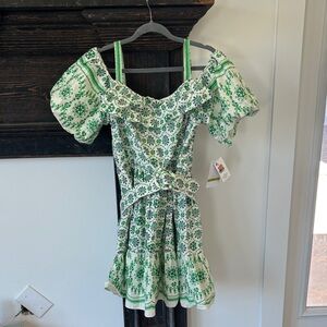 Green Floral Off-Shoulder Dress